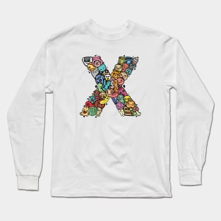 Alphabet Monster Doodle Letter X Monogram Long Sleeve T-Shirt